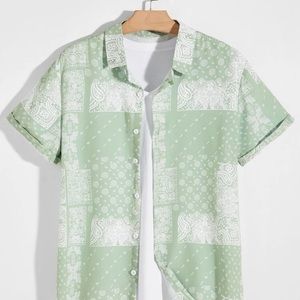 Guys Paisley Print Casual Button Down Shirt